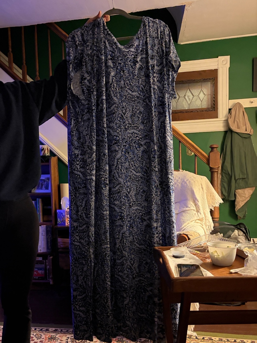 J. Jill Blue Paisley V-Neck Maxi Dress